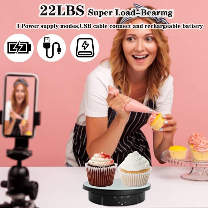 JAYEGT 3 in 1 Motorized Rotating Display Stand with 5.74 /7.08/ 8.66 inch Replacement Mirror Cover，Max 22lbs Load，360 Electronic Turntable for Photography Products (Mirror /3 in1 / Black/ Remote controller) - Image 5